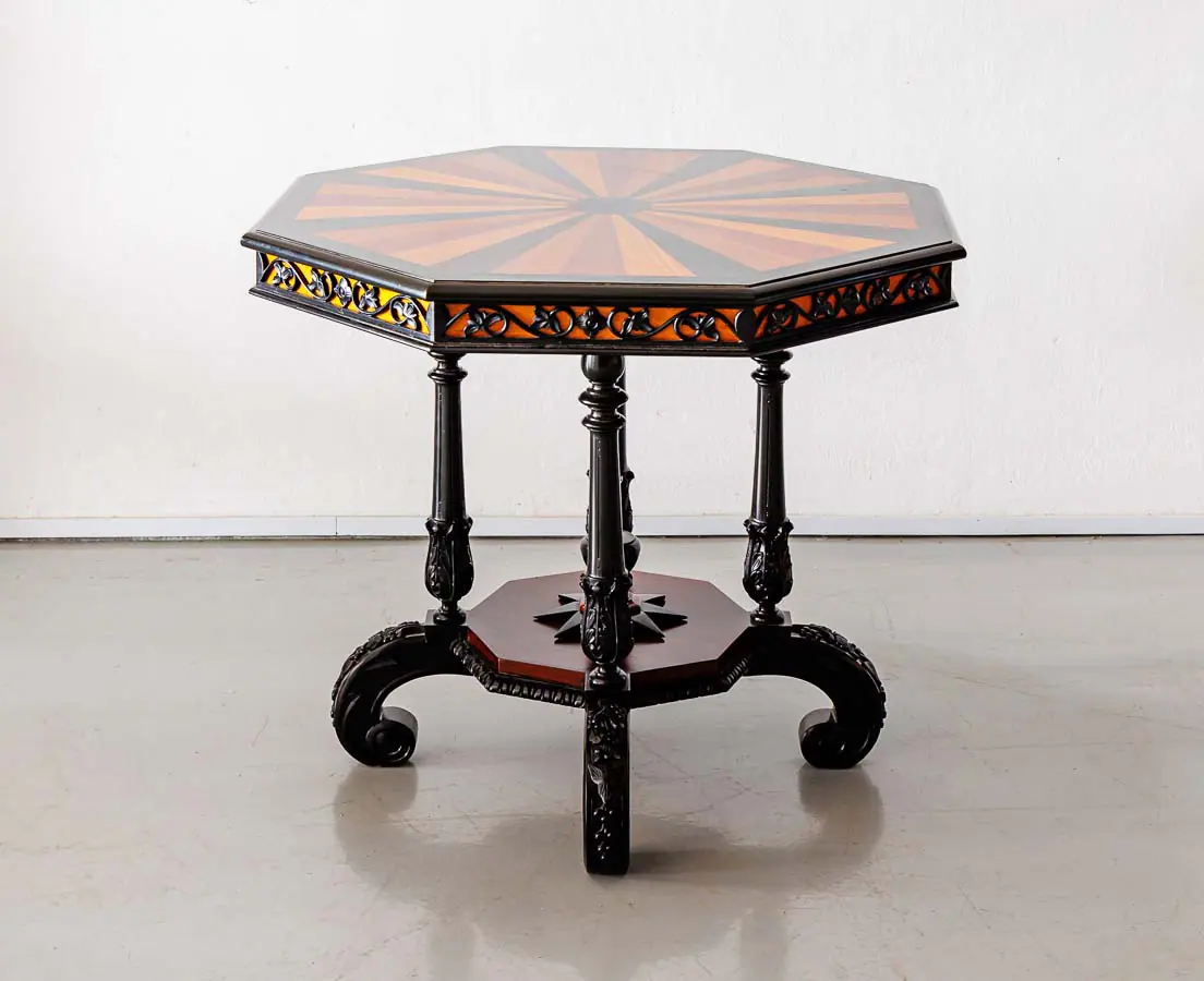 Antique Tables -British Colonial Ebony 5 Specimen Wood Table - The Past Perfect Collection - Singapore