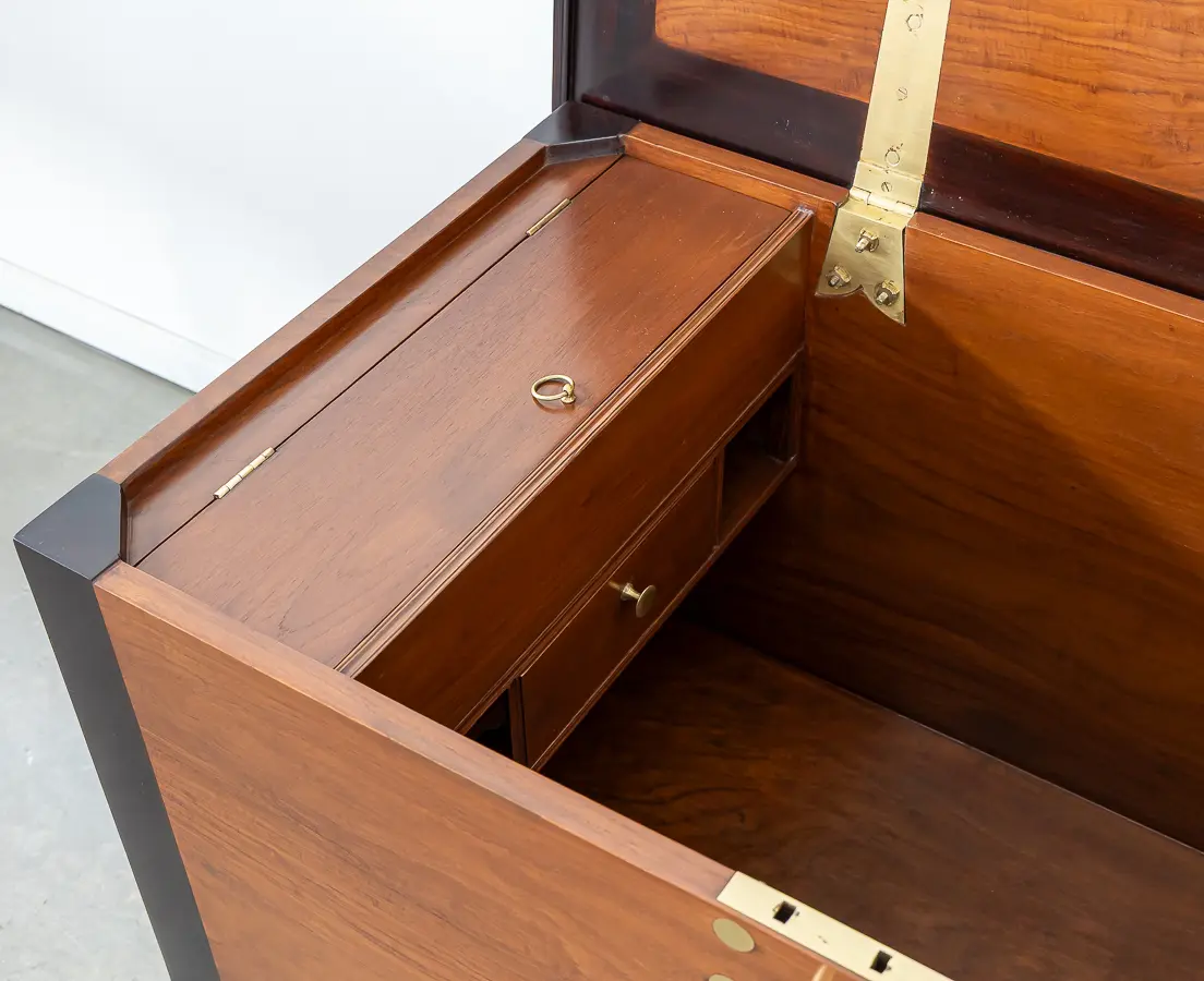 Teakwood and Rosewood Chest with Brass