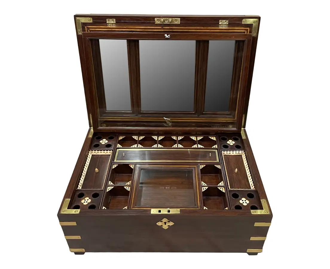 Rosewood Dressing Box with Camel Bone Inlay