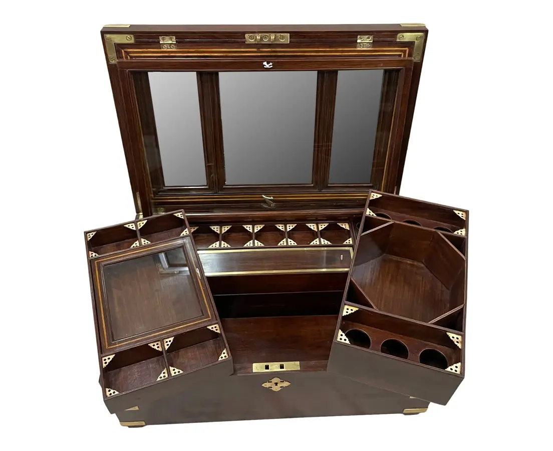 Rosewood Dressing Box with Camel Bone Inlay