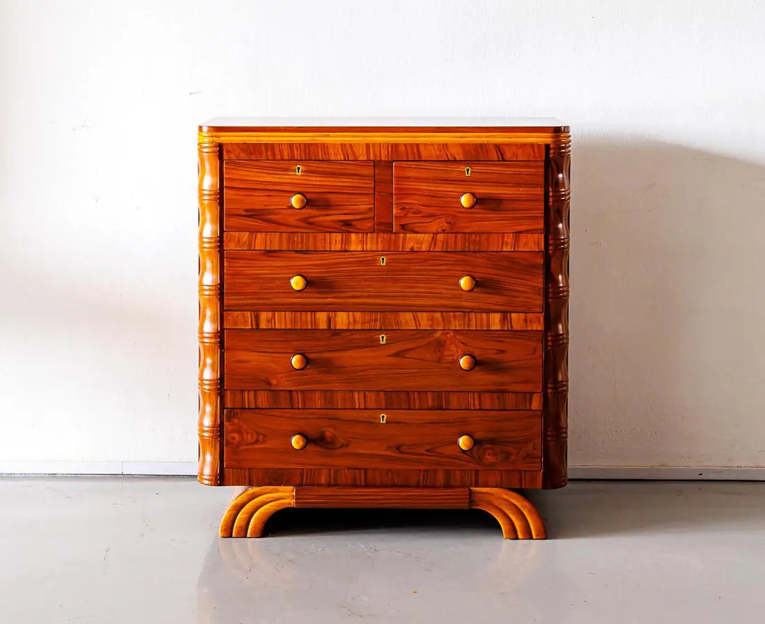 Art Deco Furniture - Teakwood & Cedar Chest of Drawers - The Past Perfect Collection - Singapore