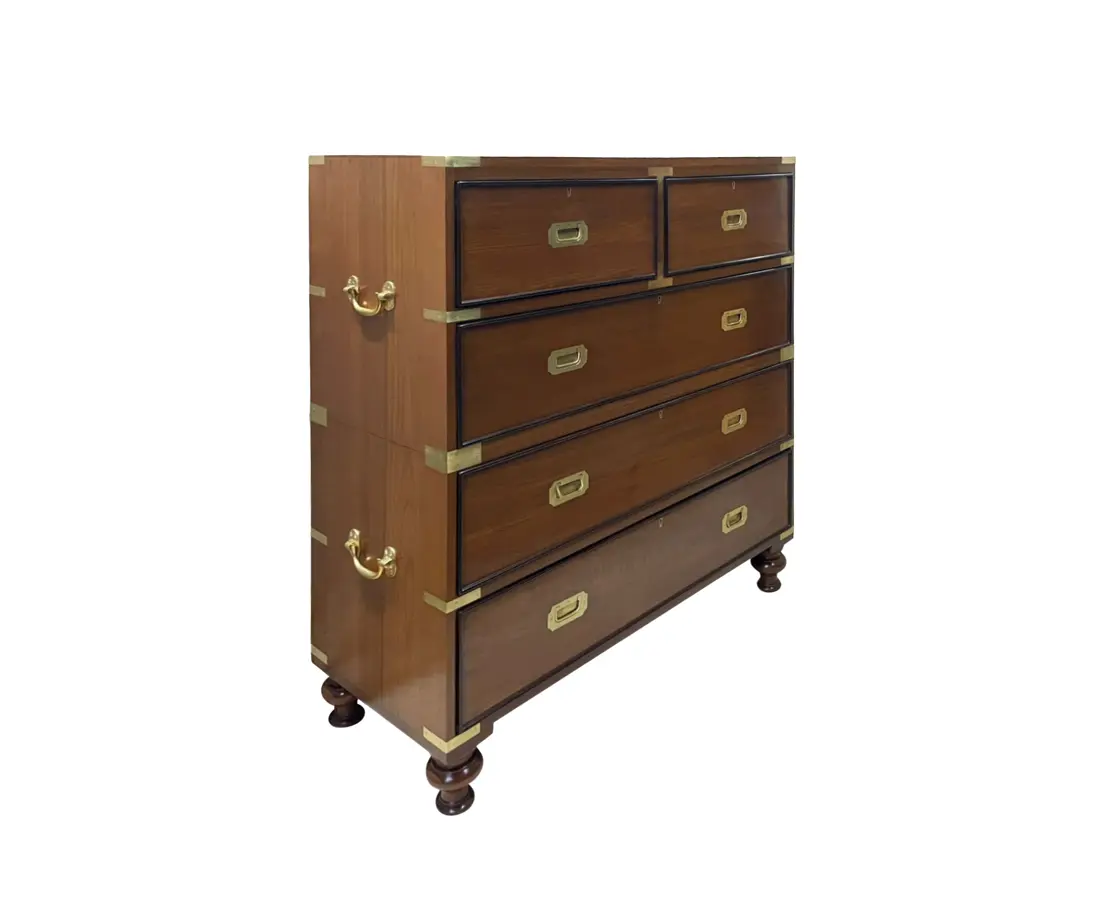 Teakwood and Rosewood Campaign Chest of Drawers