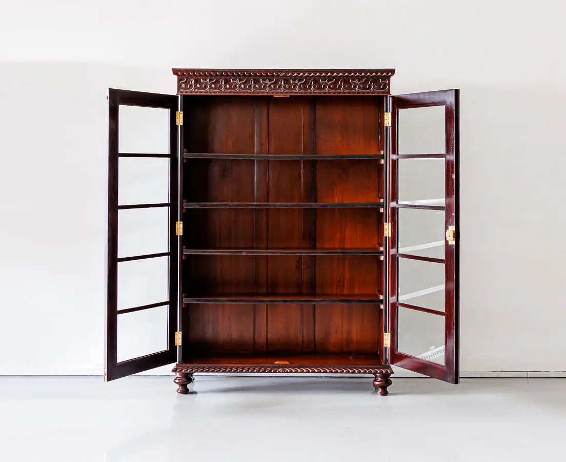 Antique Bookcases - British Colonial Rosewood Glass Front Cabinet - The Past Perfect Collection - Singapore