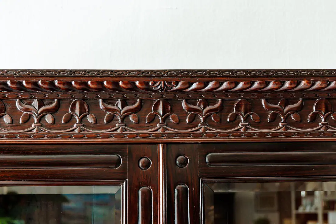 Antique Bookcases - British Colonial Rosewood Glass Front Cabinet - The Past Perfect Collection - Singapore