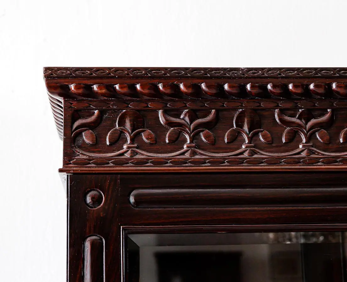 Antique Bookcases - British Colonial Rosewood Glass Front Cabinet - The Past Perfect Collection - Singapore