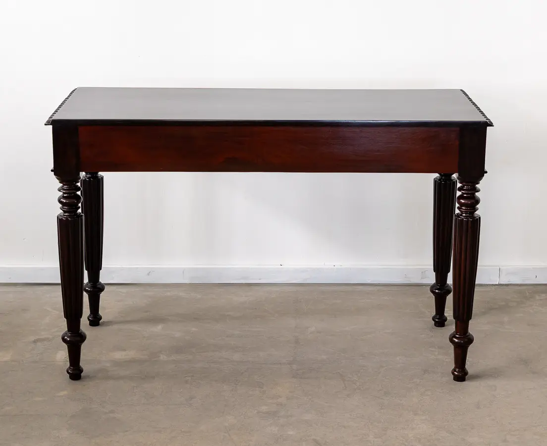 Rosewood Writing Desk with Three Drawers and Fluted Edge