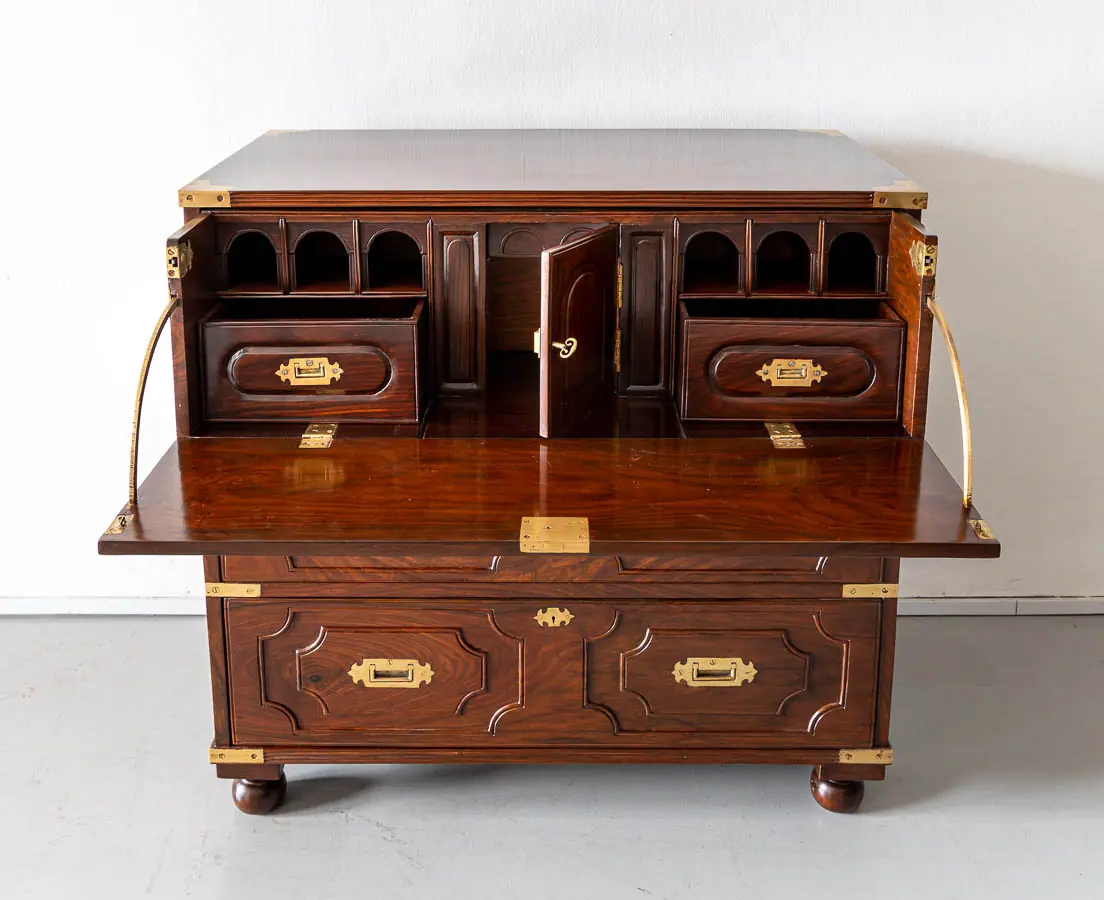 Antique Chests of Drawers - British Colonial Walnut Seretaire Chest of Drawers - The Past Perfect Collection - Singapore