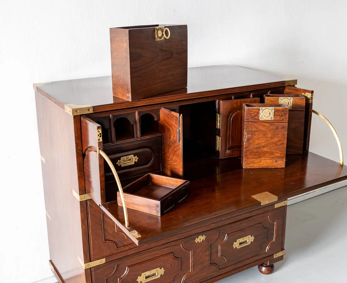 Antique Chests of Drawers - British Colonial Walnut Seretaire Chest of Drawers - The Past Perfect Collection - Singapore