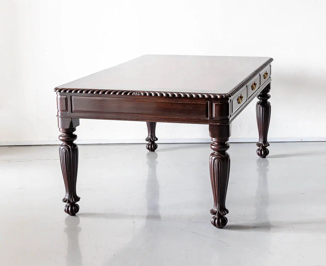 Antique Desks - British Colonial Rosewood & Mahogany Partners' Desk - The Past Perfect Collection - Singapore