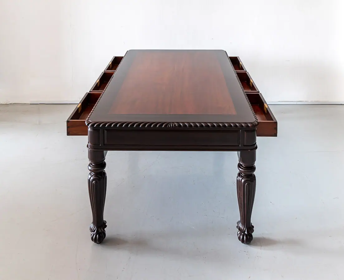 Antique Desks - British Colonial Rosewood & Mahogany Partners' Desk - The Past Perfect Collection - Singapore