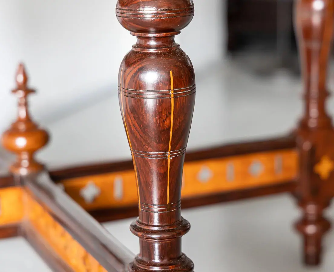 Antique Tables - Portuguese Colonial Rosewood & White Cedar Table with Marble Top - The Past Perfect Collection - Singapore