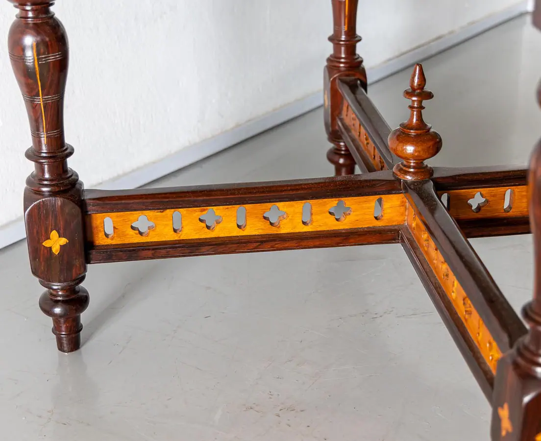 Antique Tables - Portuguese Colonial Rosewood & White Cedar Table with Marble Top - The Past Perfect Collection - Singapore