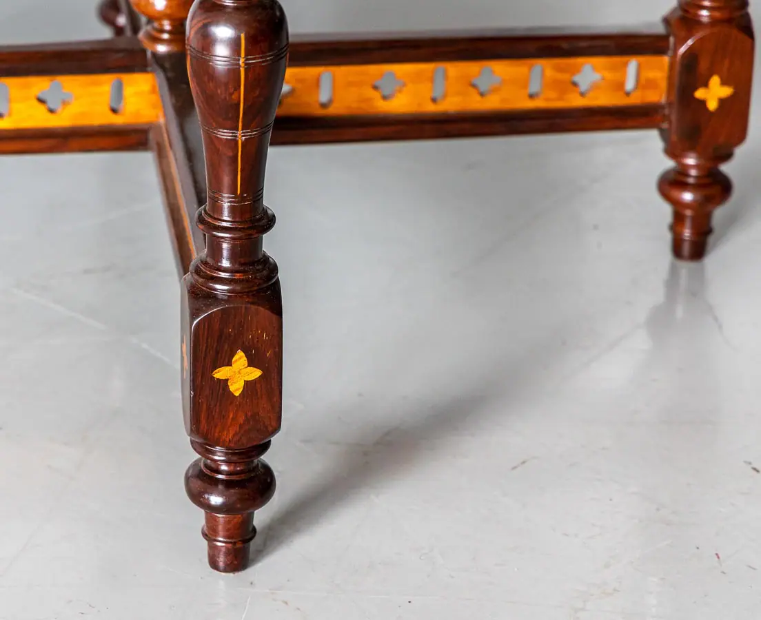 Antique Tables - Portuguese Colonial Rosewood & White Cedar Table with Marble Top - The Past Perfect Collection - Singapore