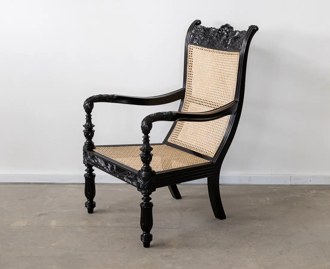 Ebony carved library chairs
