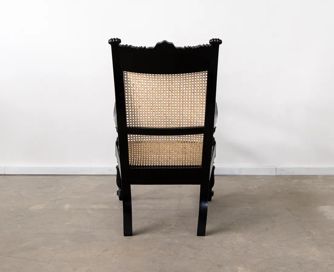 Ebony carved library chairs