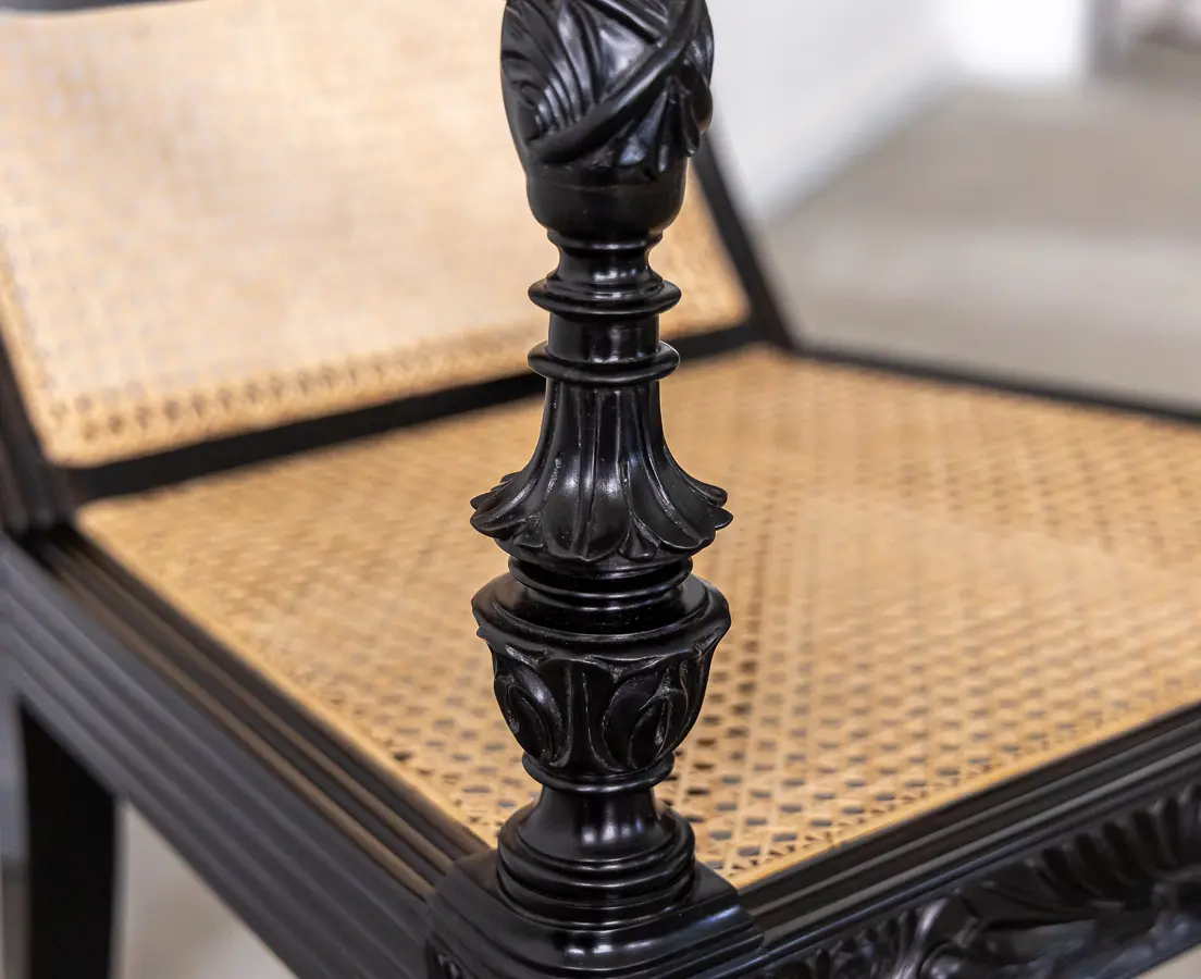 Ebony carved library chairs