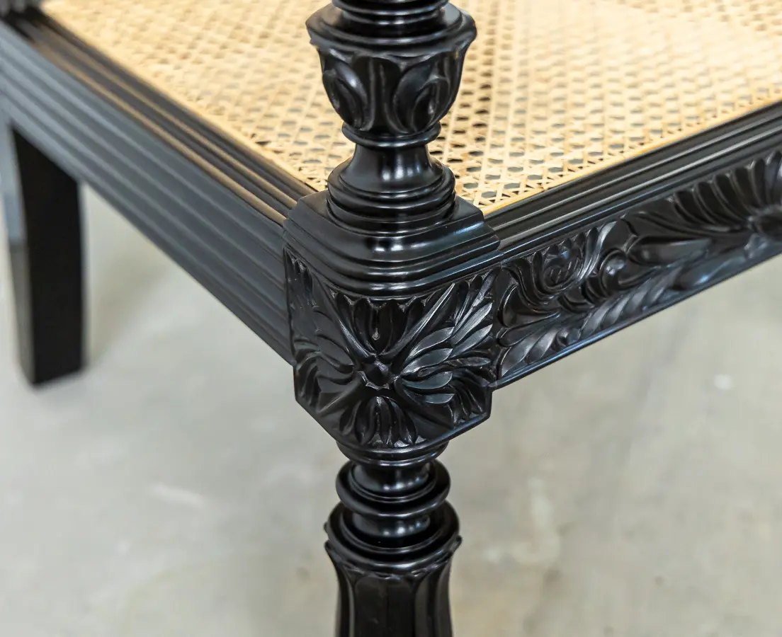 Ebony carved library chairs