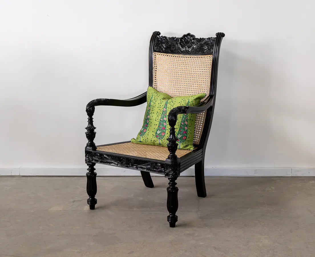 Ebony carved library chairs