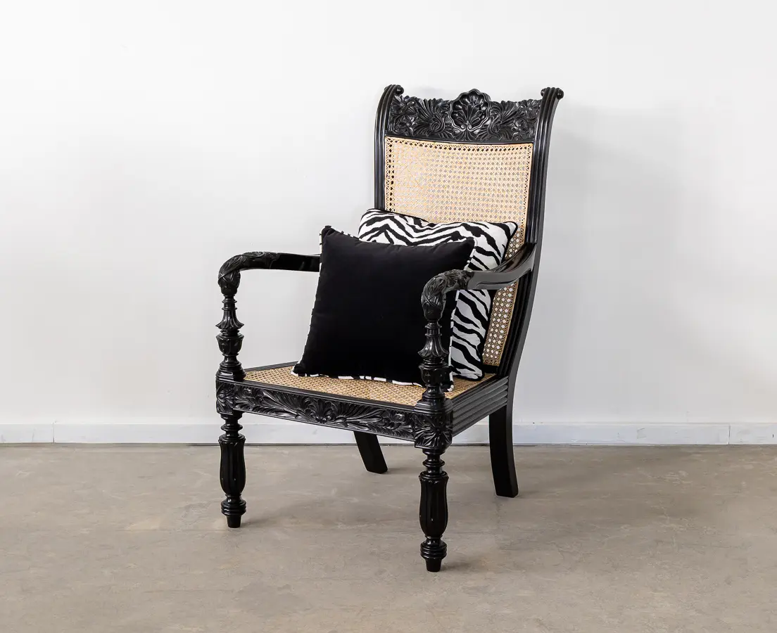 Ebony carved library chairs
