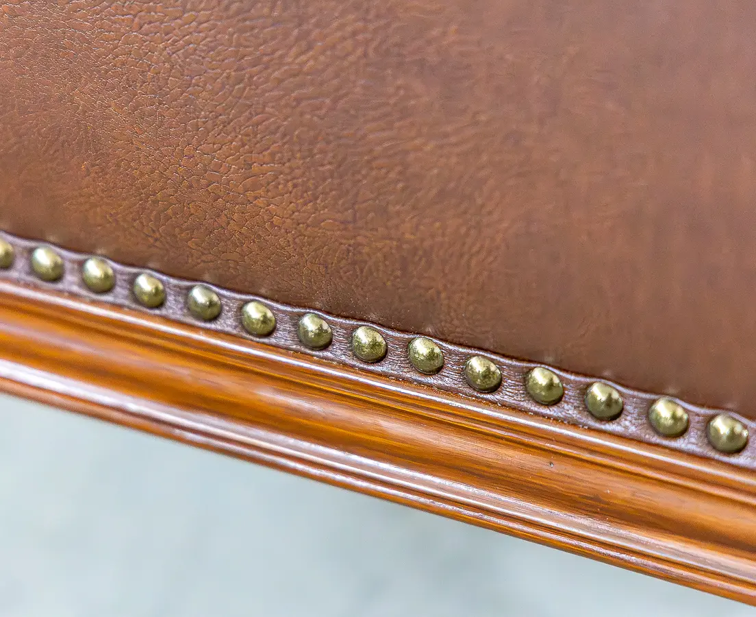 Teakwood Pair of Brown Leather Fabric club Chairs