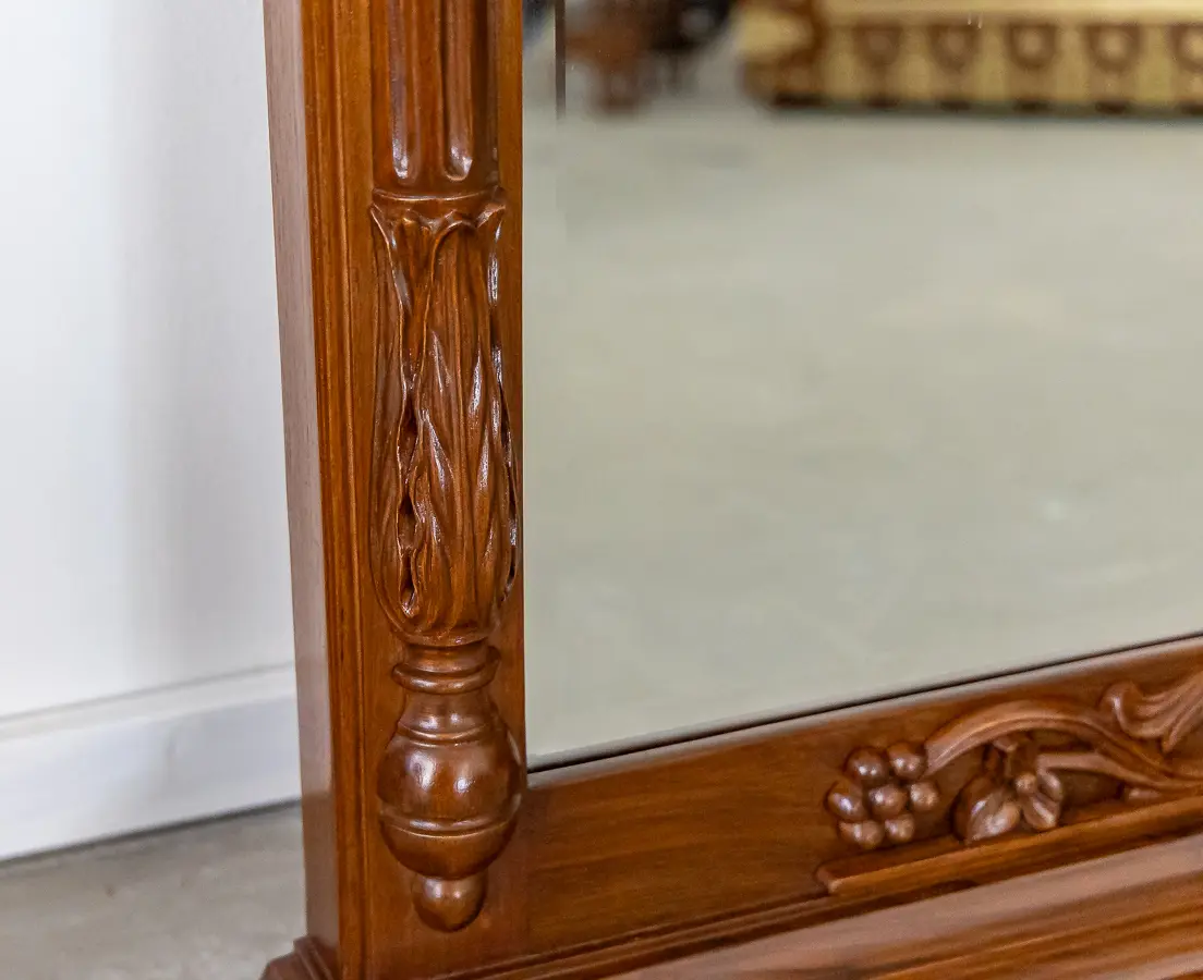 Teakwood (Pair) of Mirrors with Peacocks