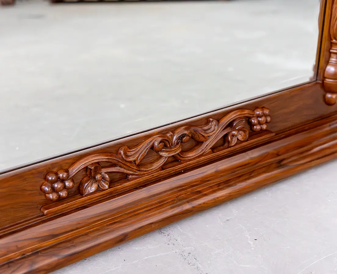 Teakwood (Pair) of Mirrors with Peacocks