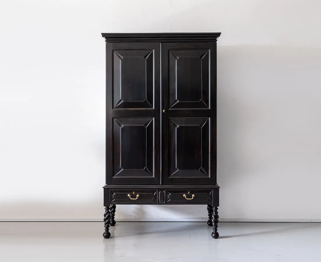 Antique Cupboards - Portuguese Colonial Ebony Cupboard on Stand - The Past Perfect Collection - Singapore