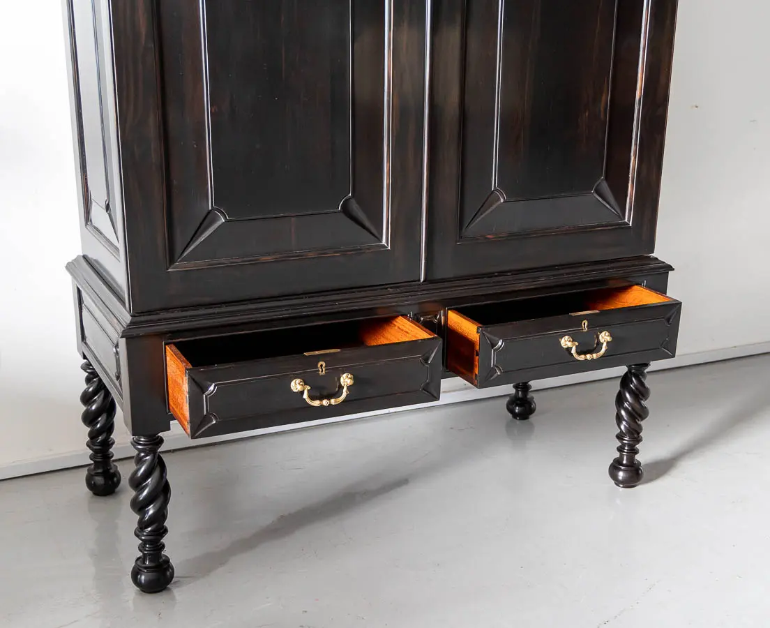 Antique Cupboards - Portuguese Colonial Ebony Cupboard on Stand - The Past Perfect Collection - Singapore