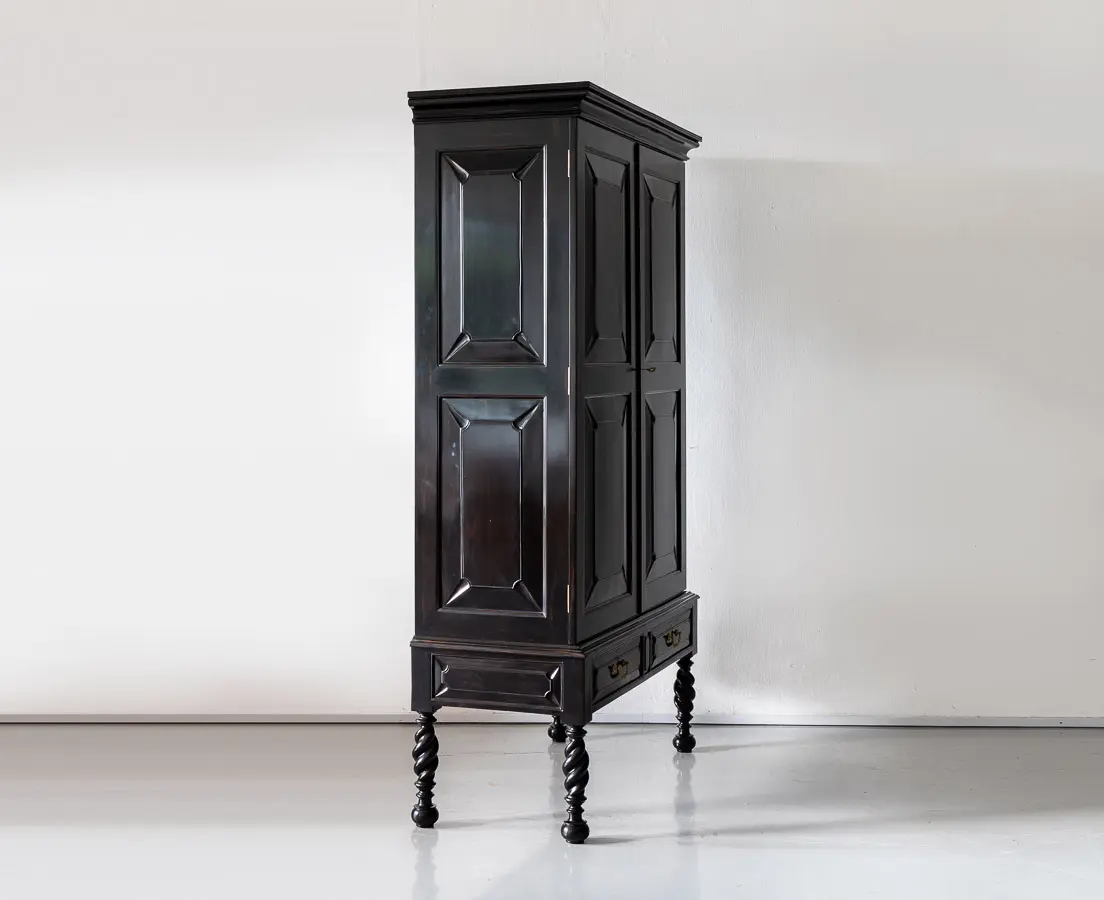 Antique Cupboards - Portuguese Colonial Ebony Cupboard on Stand - The Past Perfect Collection - Singapore