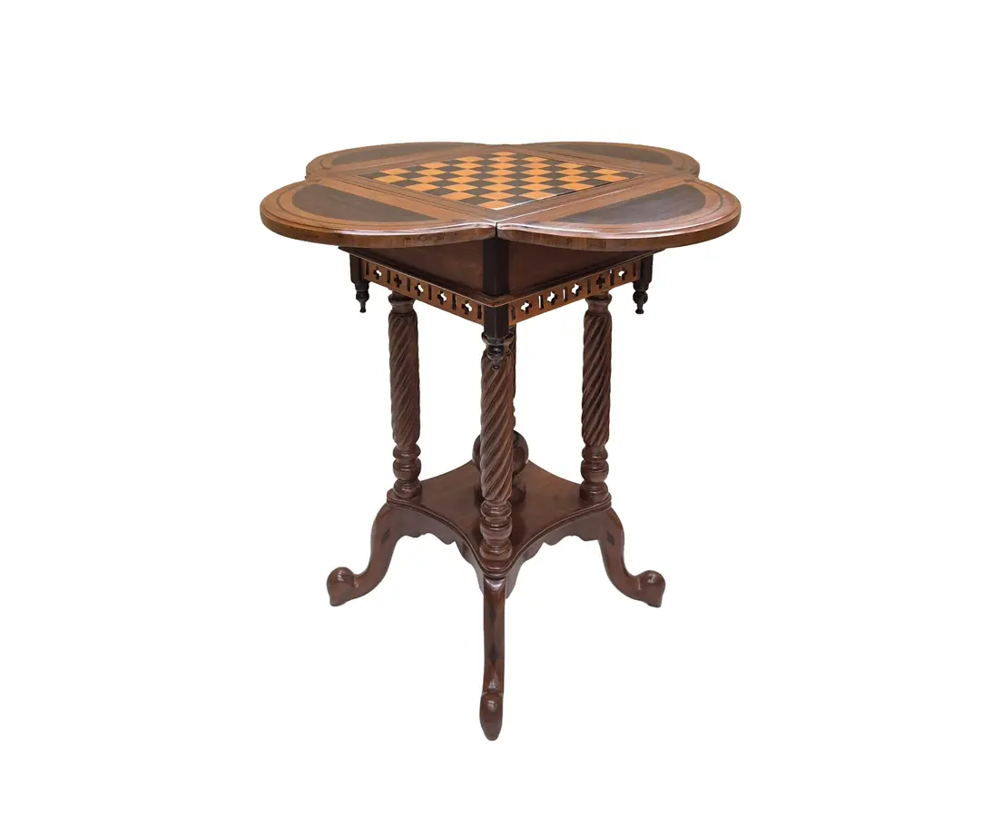 Teakwood and Rosewood Chess Table