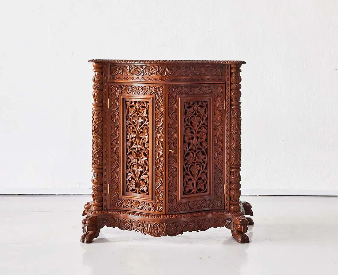 British Colonial Carved Teakwood Sideboard - The Past Perfect Collection - Singapore