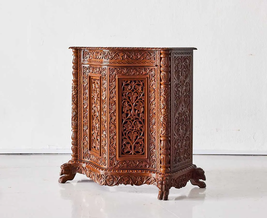 British Colonial Carved Teakwood Sideboard - The Past Perfect Collection - Singapore