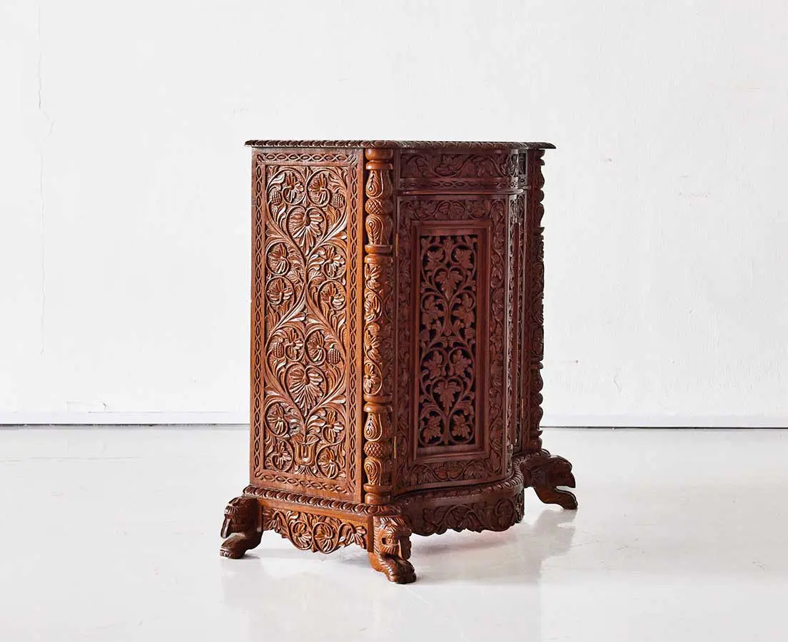 British Colonial Carved Teakwood Sideboard - The Past Perfect Collection - Singapore