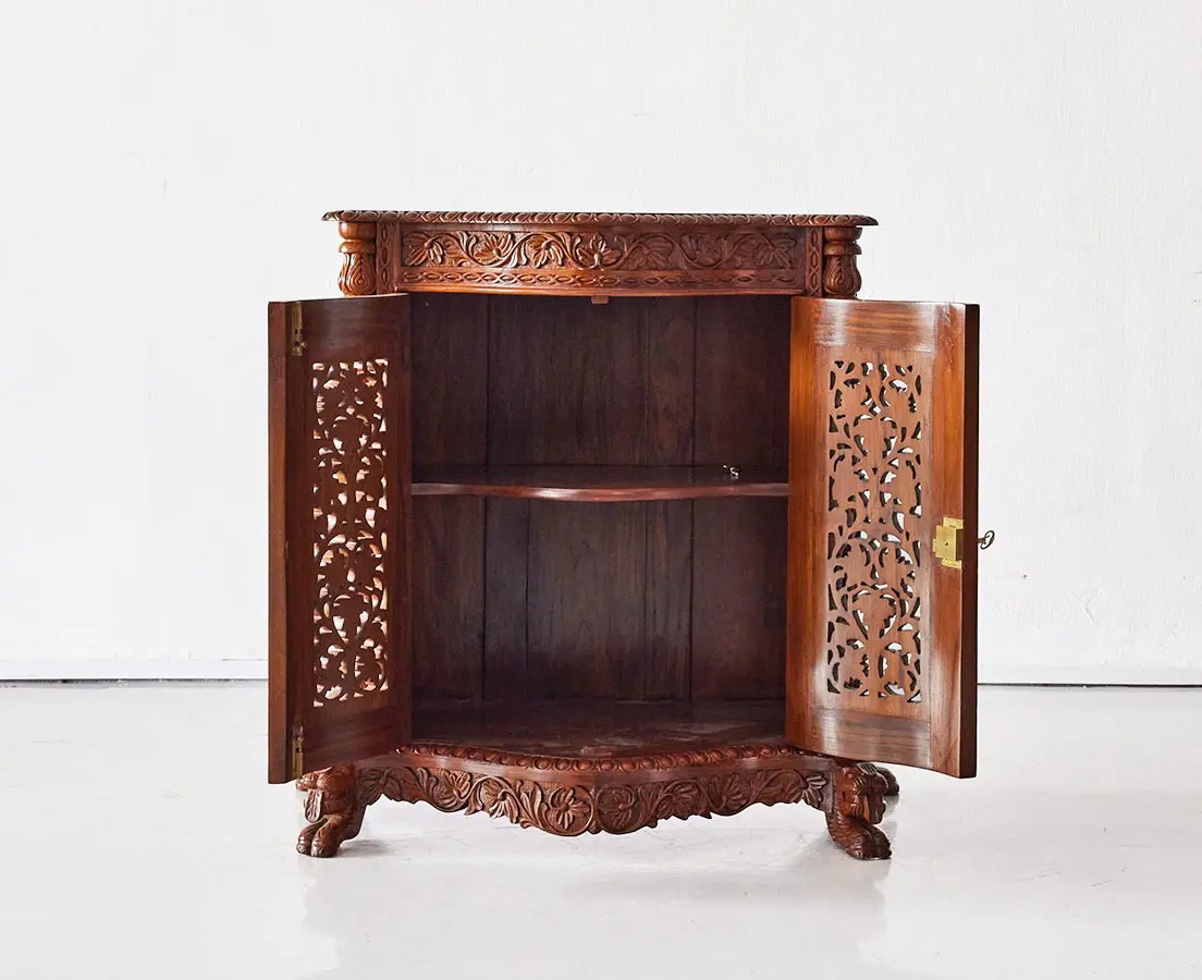 British Colonial Carved Teakwood Sideboard - The Past Perfect Collection - Singapore