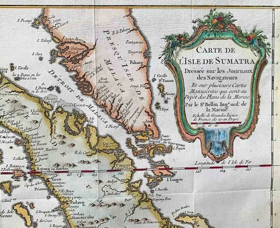 Antique Map - Sumatra - Copper Engraving J.N. Bellin 1749 - The Past Perfect Collection - Singapore