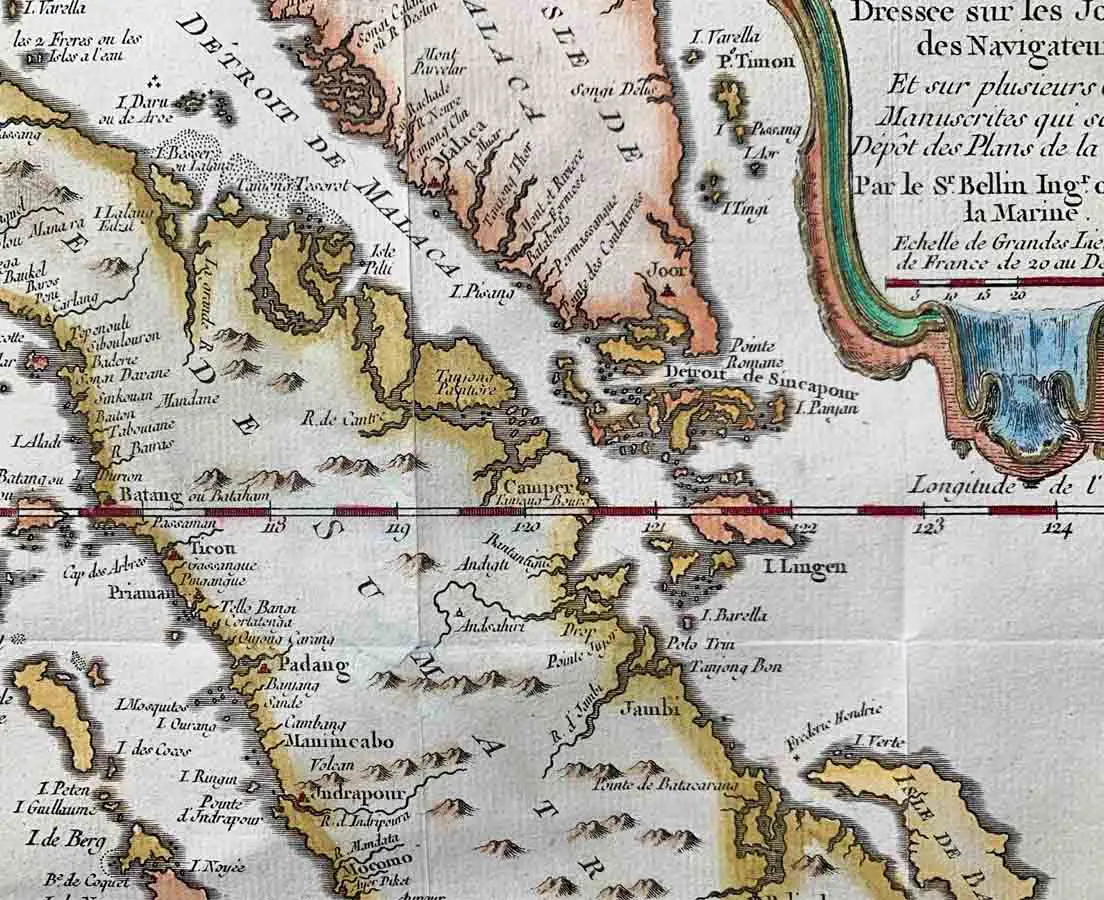 Antique Map - Sumatra - Copper Engraving J.N. Bellin 1749 - The Past Perfect Collection - Singapore