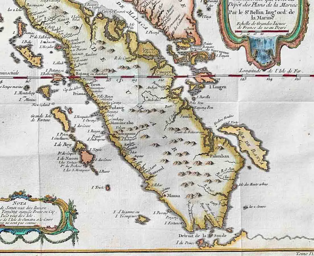 Antique Map - Sumatra - Copper Engraving J.N. Bellin 1749 - The Past Perfect Collection - Singapore