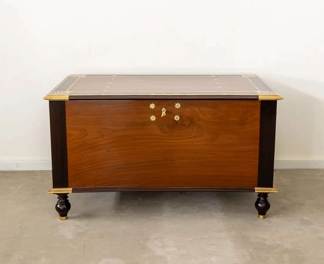 Dutch Teakwood and Rosewood Chest with Brass
