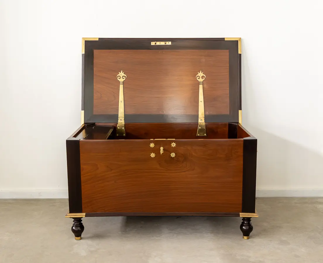 Dutch Teakwood and Rosewood Chest with Brass
