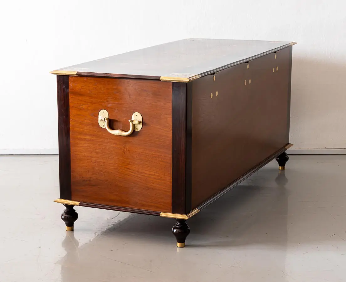 Antique Dutch Colonial Teakwood and Rosewood Chest - The Past Perfect Collection - Singapore