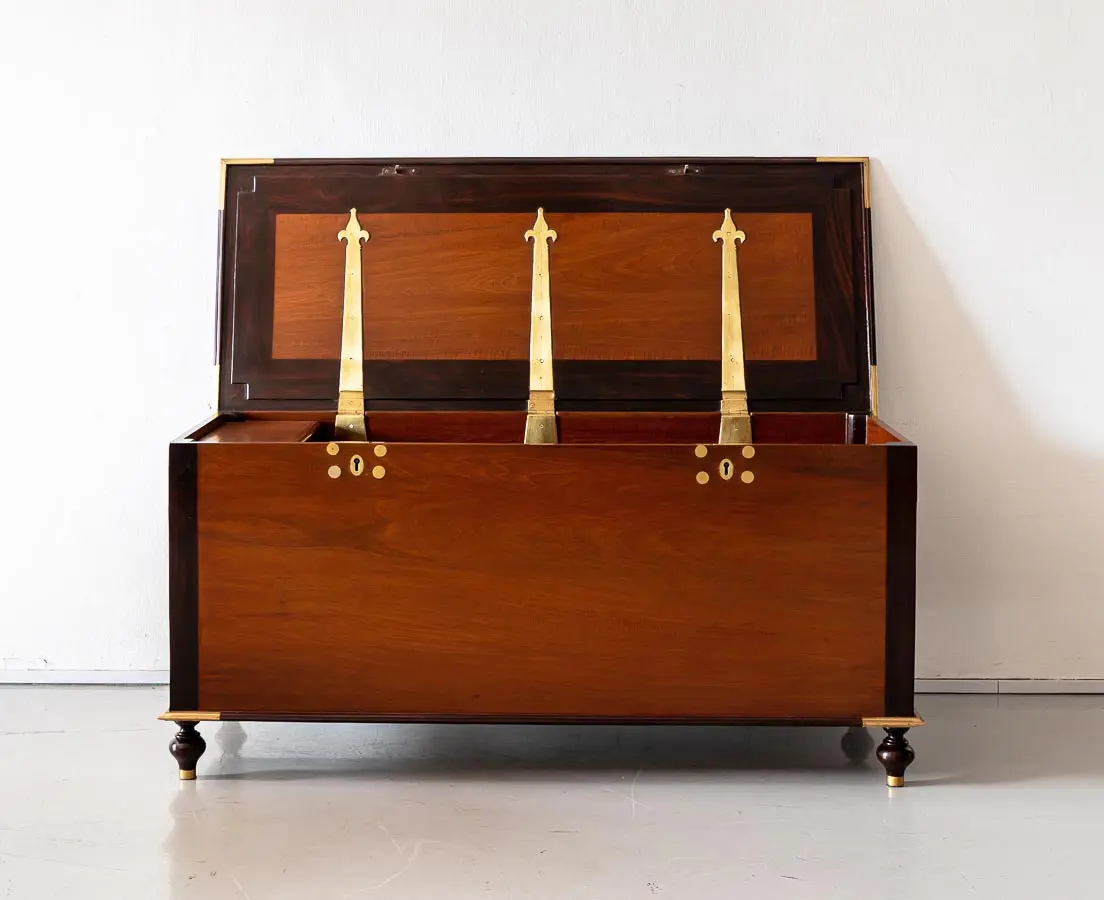Antique Dutch Colonial Teakwood and Rosewood Chest - The Past Perfect Collection - Singapore