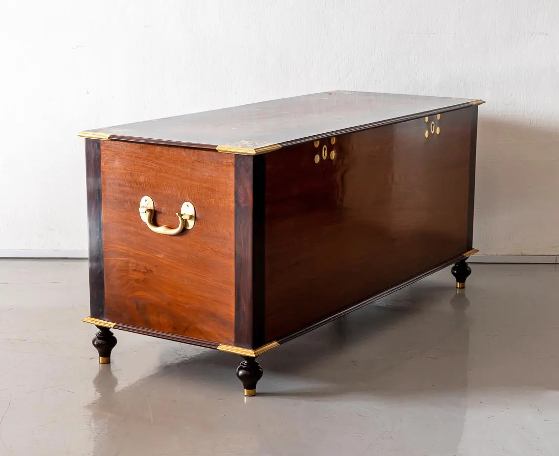Antique Dutch Colonial Teakwood and Rosewood Chest - The Past Perfect Collection - Singapore CHE 187 3L