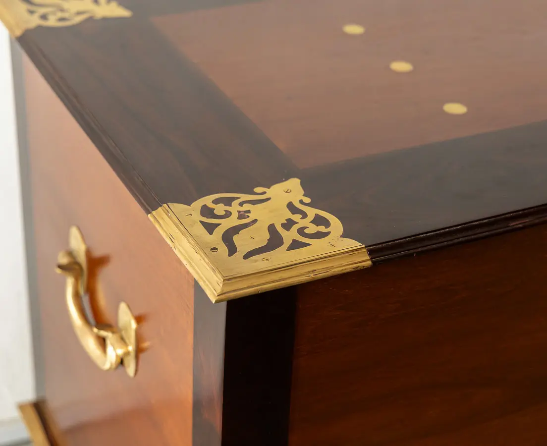 Antique Dutch Colonial Teakwood and Rosewood Chest - The Past Perfect Collection - Singapore
