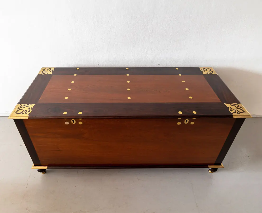 Antique Dutch Colonial Teakwood and Rosewood Chest - The Past Perfect Collection - Singapore