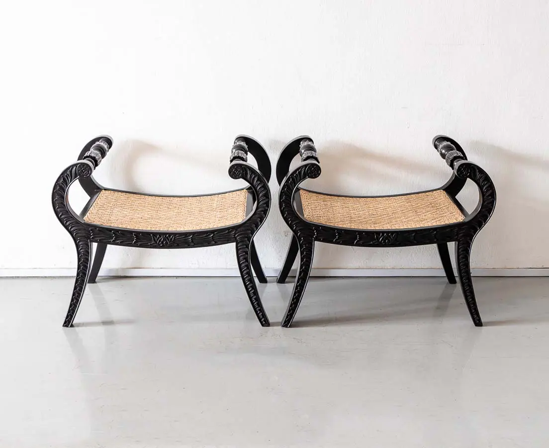 British Colonial Ebony Stools - The Past Perfect Collection - Singapore