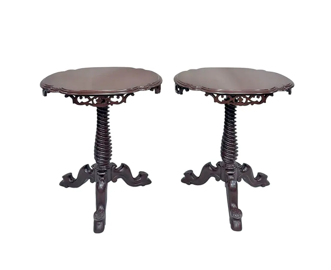 Pair of British Colonial Mahogany Side Tables - The Past Perfect Collection - Singapore