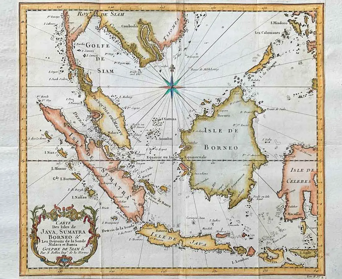 Antique Map - Java Sumatra Borneo - J.N. Bellin1746 - The Past Perfect Collection - Singapore
