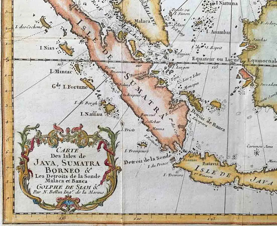 Antique Map - Java Sumatra Borneo - J.N. Bellin1746 - The Past Perfect Collection - Singapore