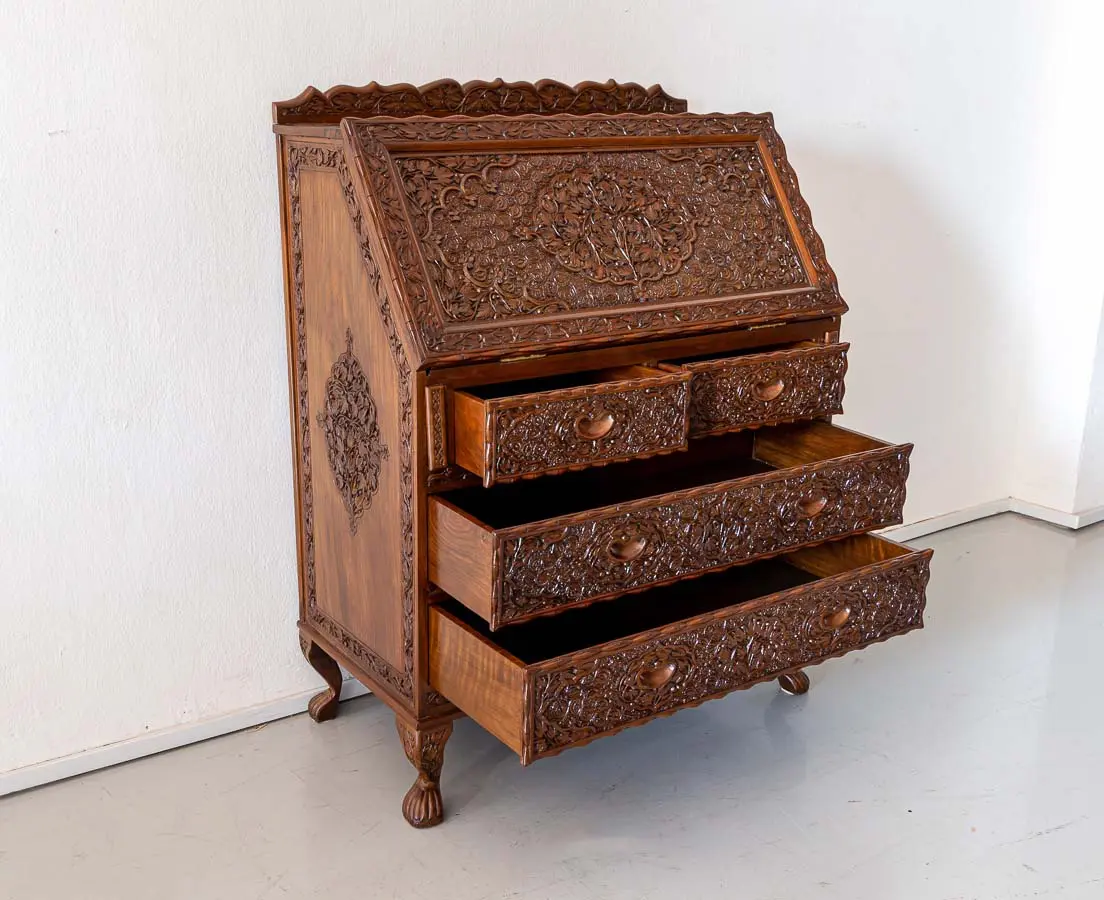 Antique Walnut Fall Front Bureau - The Past Perfect Collection Singapore