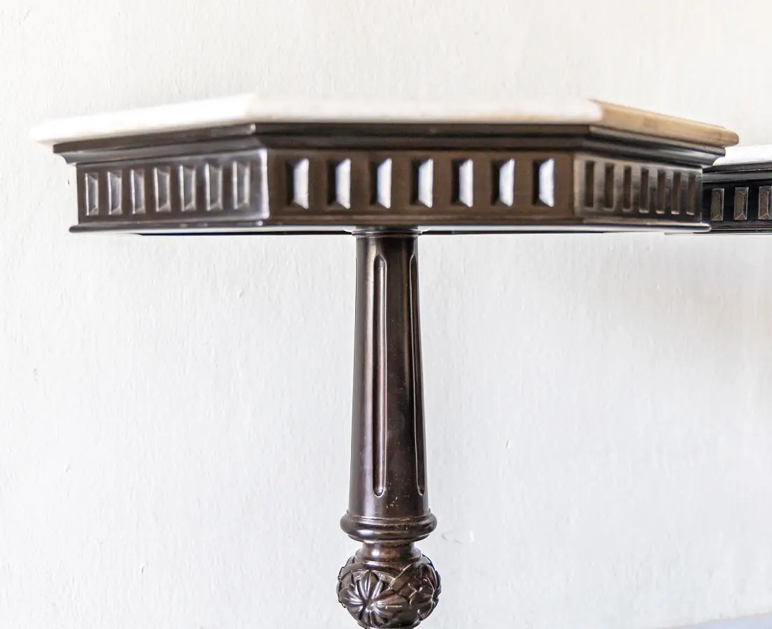 Pair of Ebony Side Tables with Marble Top - The Past Perfect Collection - Singapore